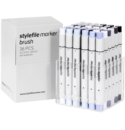 Stylefile Brush 36 Grey набор серых маркеров для рисования купить