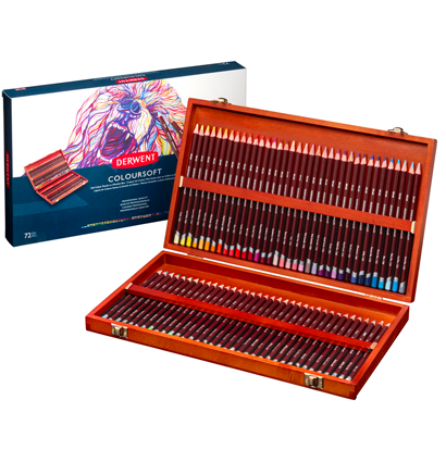 Цветные карандаши Coloursoft Derwent 72 цвета набор в деревянном кейсе