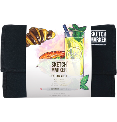 Набор маркеров Скетчмаркер / Sketchmarker "Food Sketching - Фуд скетчинг" 24 цвета в сумке
