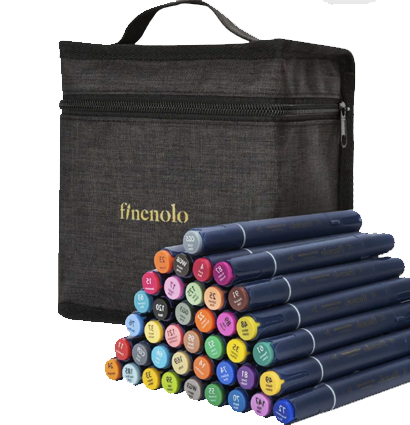 Набор маркеров для скетчинга Finenolo 40 цветов с пером-кистью в сумке-пенале