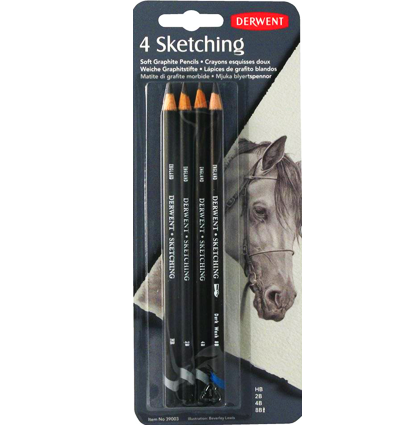 Набор чернографитных карандашей Derwent Sketching 4 шт в блистере