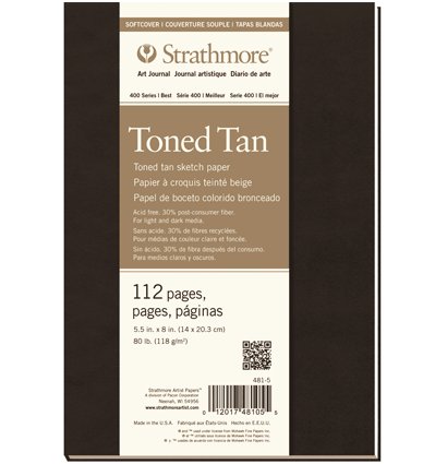 Скетчбук Strathmore Art Journal Tan с коричневой бумагой 14х20.3 см / 56 листов / 118 гм