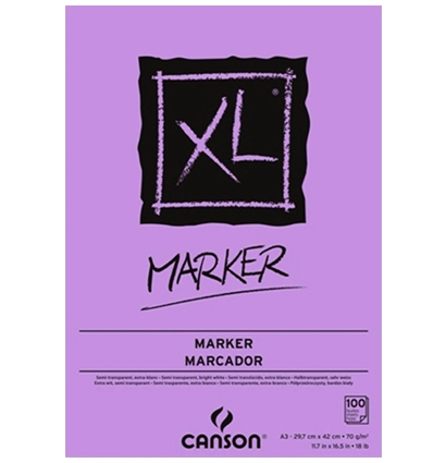 Бумага для спиртовых маркеров Canson XL Marker А3 / 100 листов / 70 гм