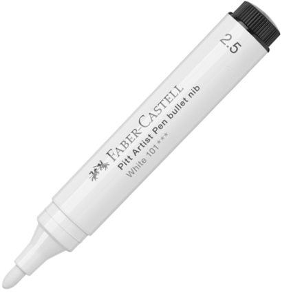 Толстый белый маркер Faber-Castell Pitt Artist Bullet Nib с пером-пулей 2.5 мм