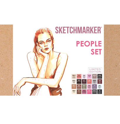 Набор маркеров для скетчей Sketchmarker "People Set" 24 цвета, 6 линеров, альбом