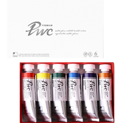 Набор акварельных красок Premium PWC ShinHanart 6 цветов в тубах 15 мл (вариант А)