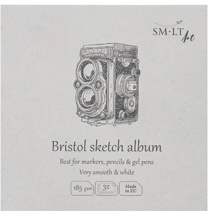  Альбом экстра-белый SMLT Layflat Sketch Bristol для маркеров 15х15 см / 32 листа / 182 гм