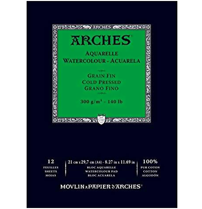 Arches Aquarelle Fin альбом для акварели из хлопка А4 / 12 листов / 300 гм (среднезернистая)