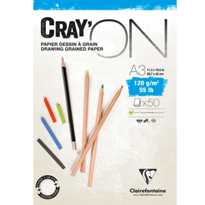 Альбом для зарисовок Cray'On ClaireFontaine мелкое зерно А3 / 50 листов / 120 гм