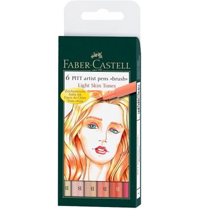 Набор брашпенов "Light Skin" Faber-Castell Pitt Artist Pen Brush 6 цветов