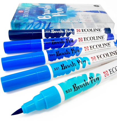 Акварельные маркеры Ecoline Brush Pen в наборе 5 Blue (синие)