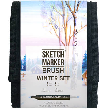 Набор маркеров Sketchmarker Brush / Скетчмаркер Браш "Winter - Зима" 12 цветов в сумке