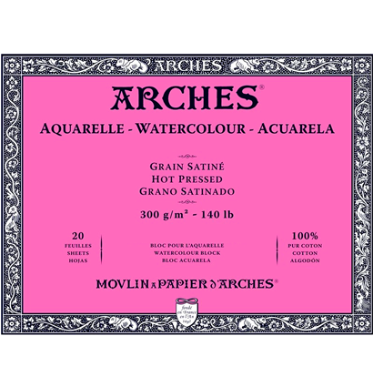 Arches Aquarelle Satin блок бумаги для акварели из хлопка 23х31см / 20 листов / 300 гм (сатиновая)