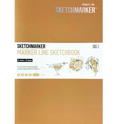 Скетчбук Sketchmarker Marker Line для маркеров коричневый с мягкой обложкой 25х17 см / 16 листов / 160 гм