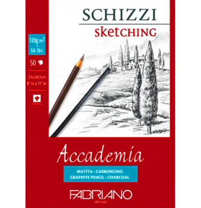 Альбом Fabriano Accademia Sketching для графики и скетчей А4 / 50 листов / 120 гм