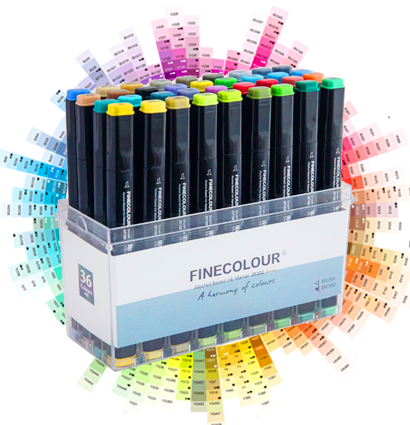 Finecolour Brush Marker набор маркеров с кистью 36 цветов в кейсе