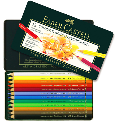 Polychromos цветные карандаши Faber-Castell набор 12 цветов в кейсе