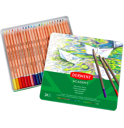 Акварельные карандаши Derwent Academy 24 цвета набор в пенале