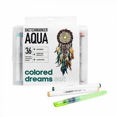 Набор маркеров Sketchmarker Aqua Pro Brush Colored Dreams 36 цветов