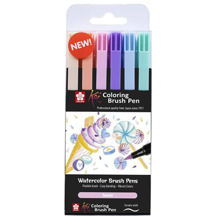 Набор акварельных маркеров с кистью Sakura Koi Coloring Brush Pen Сладости 6 цветов
