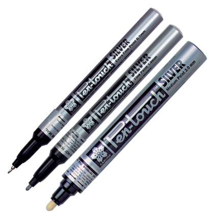 Маркер / линер серебряный для скетчей Sakura Pen-Touch с архивными чернилами (для всех поверхностей)