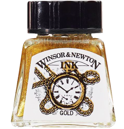 Тушь Winsor&Newton Ink 283 "Золотой металлик" для рисования и каллиграфии, 14 мл