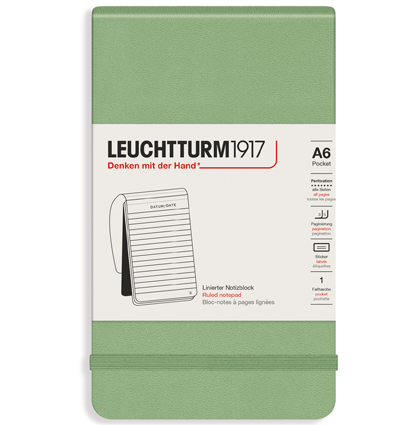 Блокнот Leuchtturm «Reporter Notepad Pocket» A6 в линейку пастельный зеленый 188 стр.