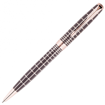 Ручка шариковая Parker Sonnet Brown PGT 1 мм черные чернила, подарочная упаковка