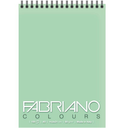 Блокнот с зеленой бумагой Fabriano Colours на пружине для зарисовок А4 / 100 листов / 80 гм