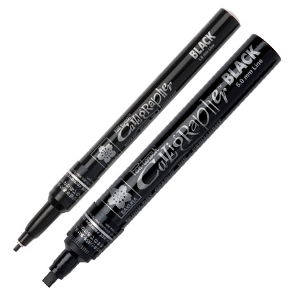 Маркер черный для каллиграфии Sakura Pen-Touch Calligrapher с архивными чернилами (для всех поверхностей)