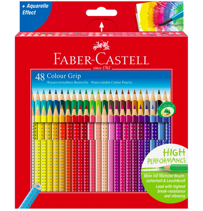 Цветные карандаши Faber-Castell Colour Grip 48 цветов набор в коробке, водорастворимые