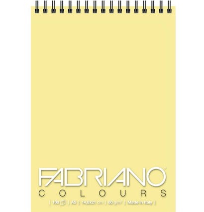 Блокнот с желтой бумагой Fabriano Colours на пружине для зарисовок А6 / 100 листов / 80 гм