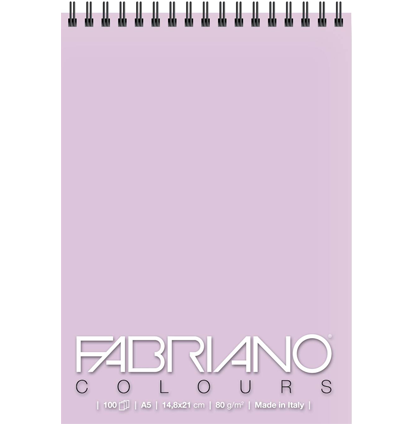 Блокнот с лавандовой бумагой Fabriano Colours на пружине для зарисовок А6 / 100 листов / 80 гм