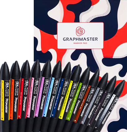 Скетчбокс Winsor&Newton Promarker 13 цветов + альбом для маркеров Marker Pad А4