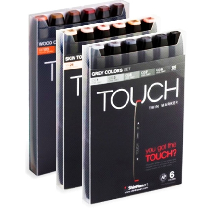 Touch Twin 18 цветов наборы маркеров для скетчинга (телесные + древесные + серые)