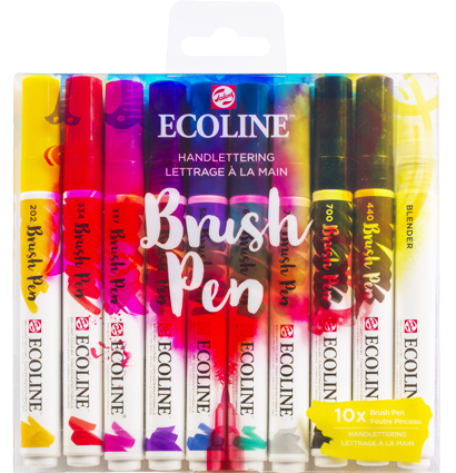Акварельные маркеры Ecoline Brush Pen в наборе 10 цветов "Леттеринг"