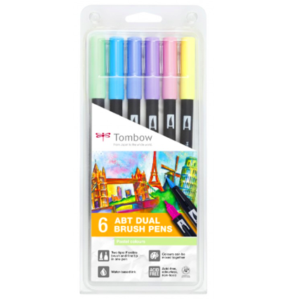 Набор брашпенов Tombow ABT Dual Brush Pen 6 Pastel (пастельные)