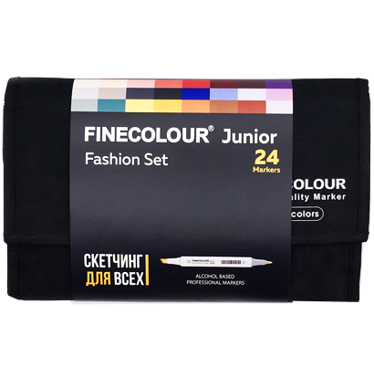 Finecolour Junior набор маркеров 24 цвета "Fashion-скетчинг" в фирменном пенале