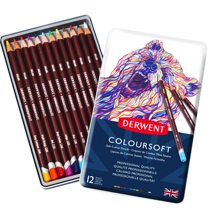 Цветные карандаши Coloursoft Derwent 12 цветов набор в фирменном пенале
