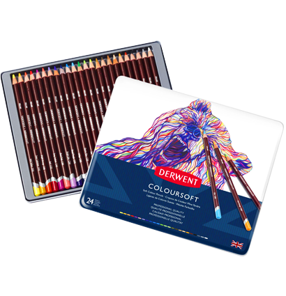 Цветные карандаши Coloursoft Derwent 24 цветов набор в фирменном пенале