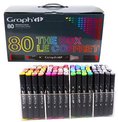 Набор маркеров для скетчей Graph'It Classic The Box 80 штук с подставкой