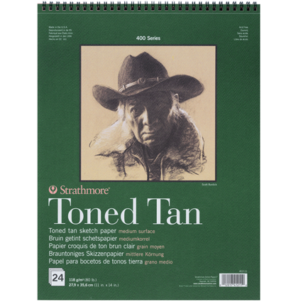 Альбом для графики Strathmore 400 Series Toned Tan с коричневой бумагой 27.9 х 35.6 см / 24 листа / 118 гм