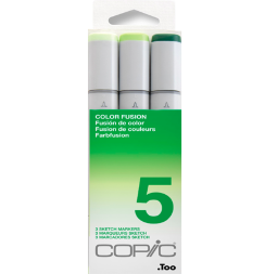 Набор маркеров COPIC SKETCH 3 Fusion 5 с кистью (зелёные)
