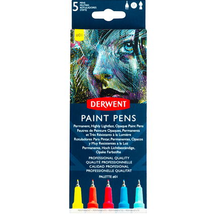 Набор универсальных линеров Derwent Paint Pens №1 перо 0.5 мм 5 цветов
