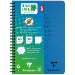 Тетрадь в клетку ClaireFontaine Clean'Safe с перфорацией и антибактериальная обложкой А5 / 60 листов / 90 гм