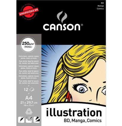 Альбом для иллюстраций Canson Illustration с гладкой бумагой А4 / 12 листов / 250 гм