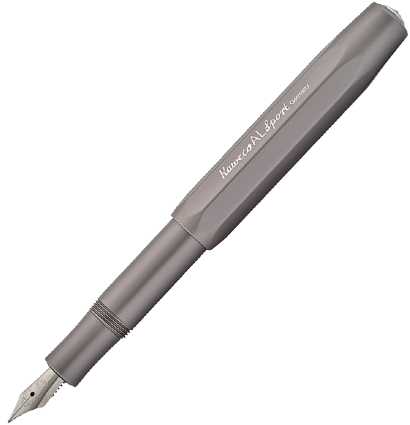 Перьевая ручка Kaweco Al Sport антрацитовая в алюминиевом корпусе с синим картриджем, подарочная упаковка