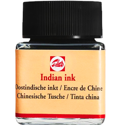 Тушь художественная черная "Индийские чернила" Indian Ink Royal Talens во флаконе 30 мл