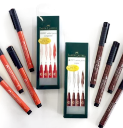 Набор линеров и брашпенов "Сангина" Faber-Castell Pitt Artist Pen 4 штуки
