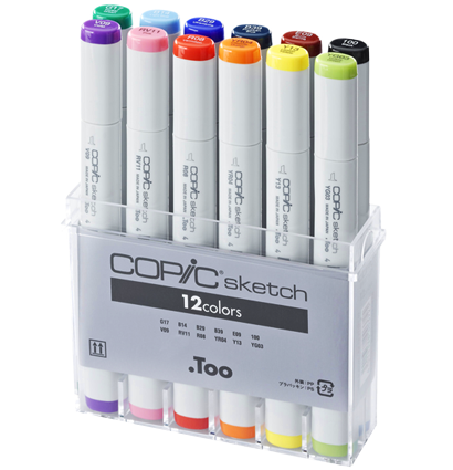 COPIC SKETCH 12 Basic Colors набор маркеров для рисования с кистью (базовые)